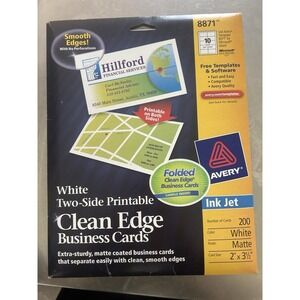 Avery 8870 2-Side Inkjet Clean-Edge Business Cards White 200 Cards